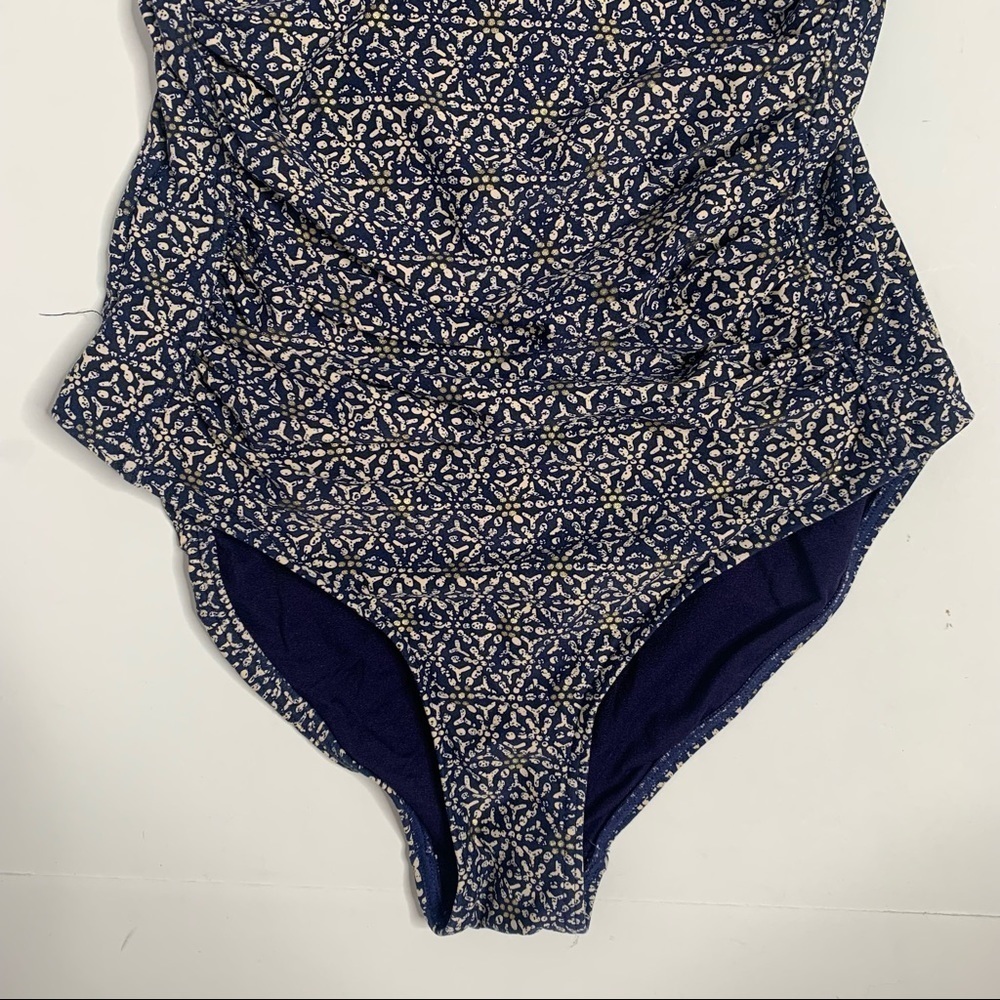 Niptuck Swim Navy Nautical Foil Joanne Twist Front Tummy Control Swimsuit - Picture 9 of 16